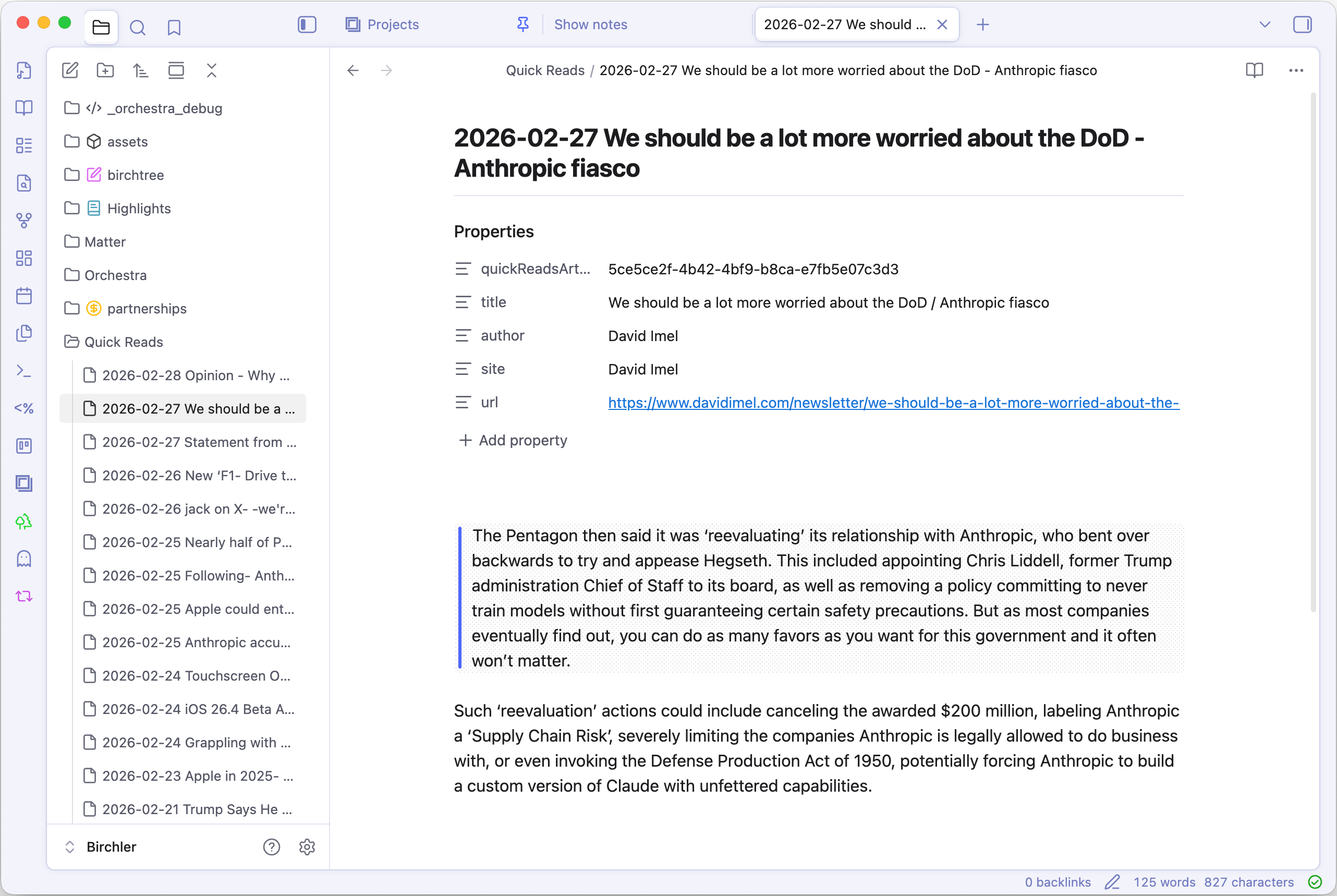 Obsidian plugin for Quick Reads