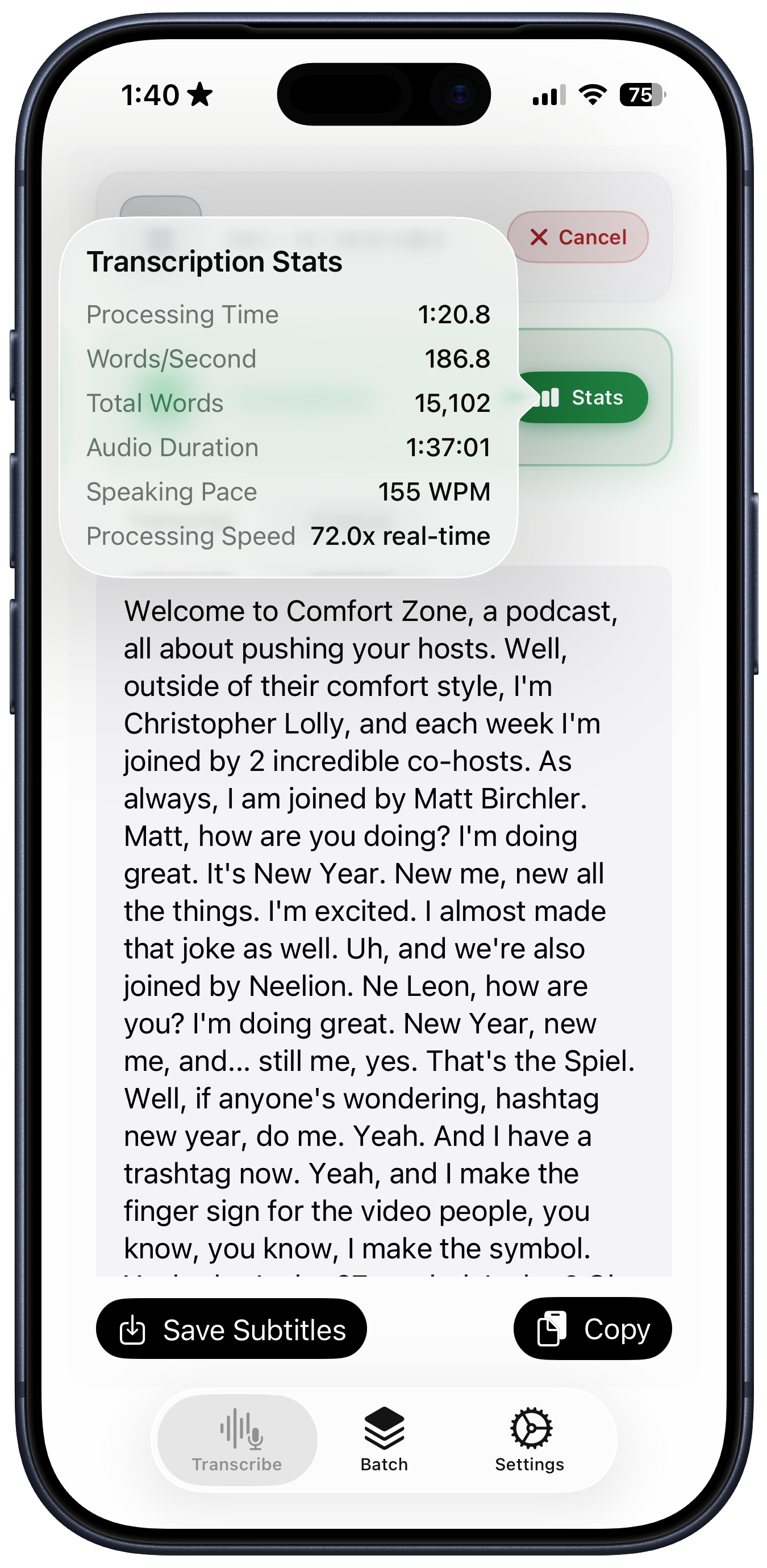 Quick Subtitles app screenshot